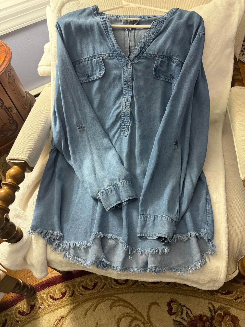 Western Orchard Light Blue Denim Tunic Top